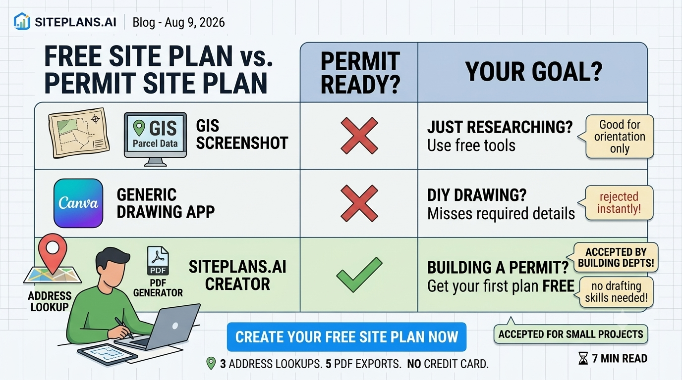 Free site plan of a property showing what you get at no cost
