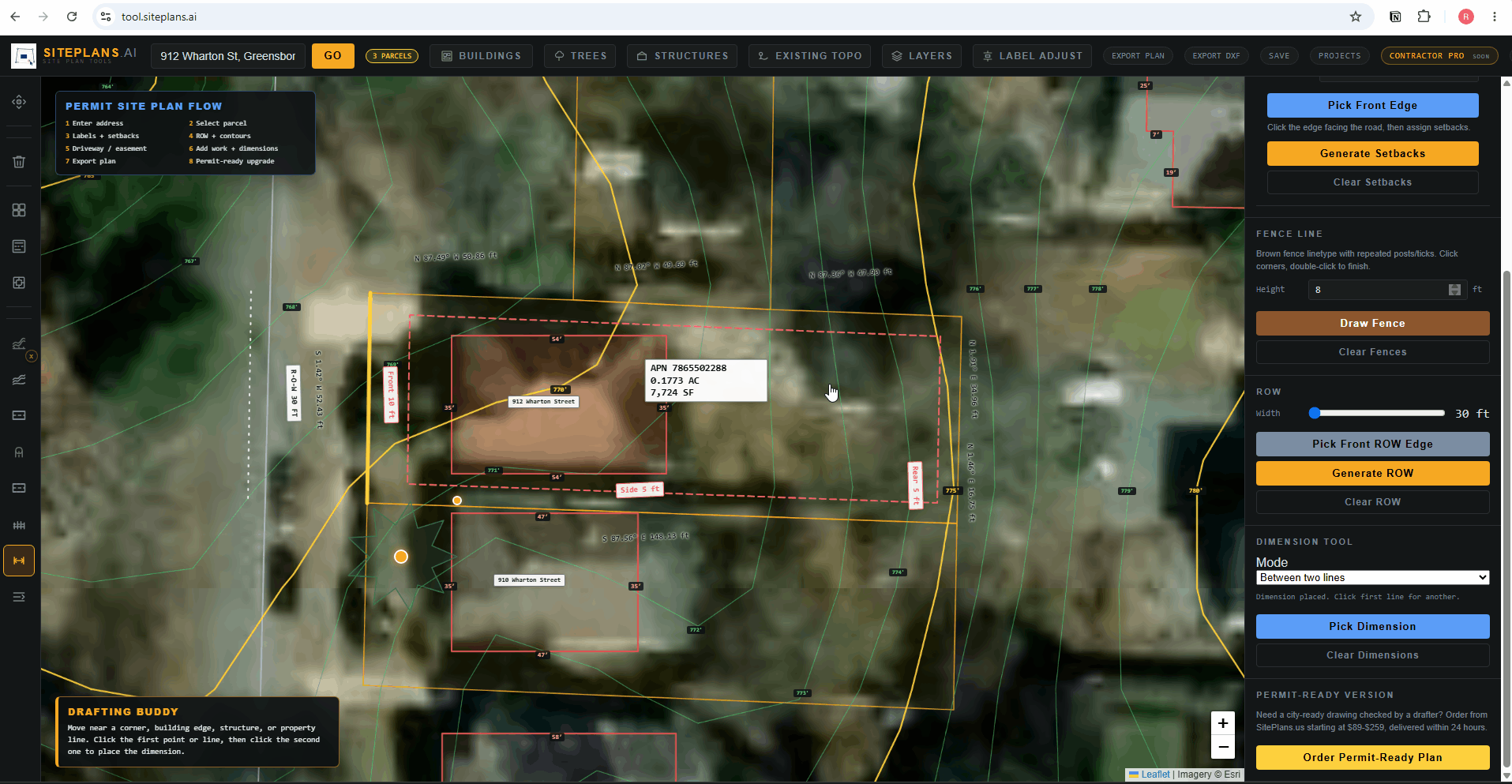 Add Patio to Site Plan Tool Using the Add Structure tool with the Patio preset to place, resize, and label a patio on the site plan.